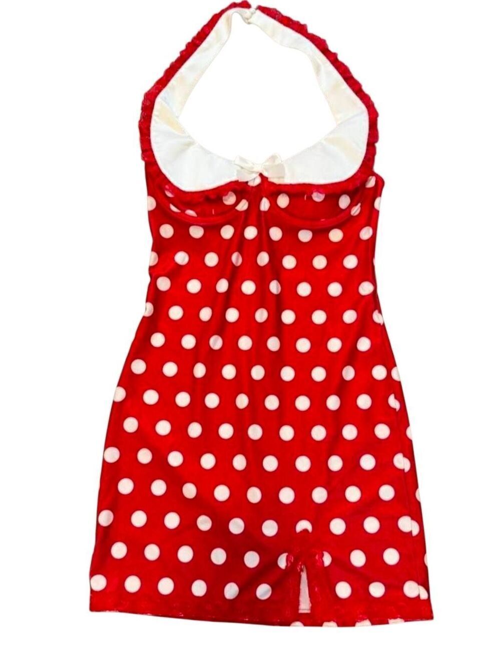 Sugar Thrillz Red and White Polka Dot Halter Dress